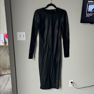 Forever 21 leather Black Long Sleeve Dress